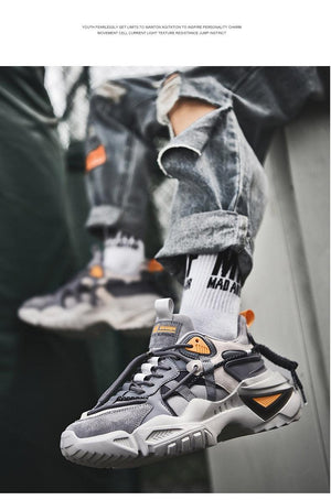 Mens Strong Casual Fashion Chunky Sneakers Height Increasing Spring Thick Sole Footwear Fashion High Quality Sneakers Slip on Walking Shoes High Top Casual Shoes For Men