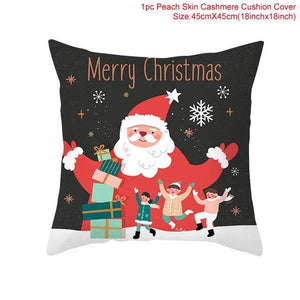 Merry Christmas Decoration Xmas Gift New Year For Home Reindeer Santa Claus Xmas Series Cushion Cover Case Pillow Custom Zippered Square Pillowcase Tree Cushion Cover Christmas Ornament