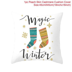 Merry Christmas Decoration Xmas Gift New Year For Home Reindeer Santa Claus Xmas Series Cushion Cover Case Pillow Custom Zippered Square Pillowcase Tree Cushion Cover Christmas Ornament
