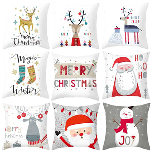 Merry Christmas Decoration Xmas Gift New Year For Home Reindeer Santa Claus Xmas Series Cushion Cover Case Pillow Custom Zippered Square Pillowcase Tree Cushion Cover Christmas Ornament