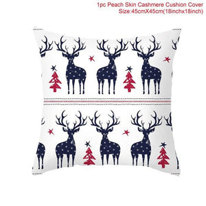 Merry Christmas Decoration Xmas Gift New Year For Home Reindeer Santa Claus Xmas Series Cushion Cover Case Pillow Custom Zippered Square Pillowcase Tree Cushion Cover Christmas Ornament