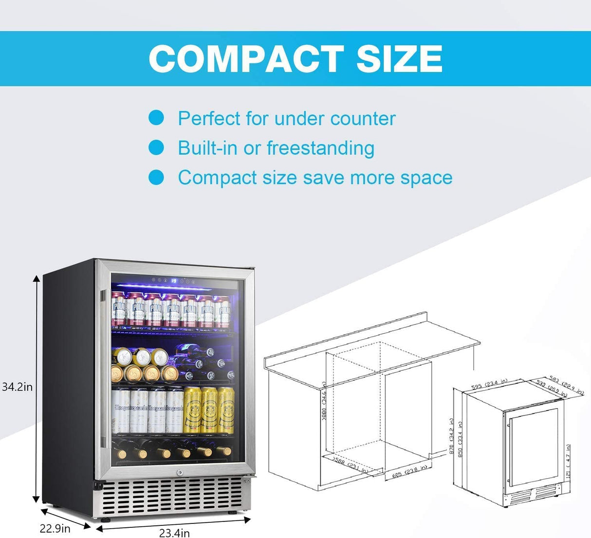 15 Inch Built-in Mini Fridge Beverage Refrigerator W5174C