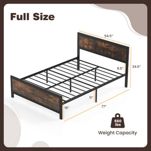 Metal Bed Frame with Headboard and Footboard-Full Size