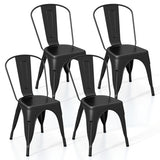 Metal Dining Chairs Set of 4 with Removable Backrest for Dining Room Restaurant Living Room-Black