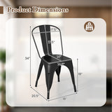 Metal Dining Chairs Set of 4 with Removable Backrest for Dining Room Restaurant Living Room-Black