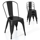 Metal Dining Chairs Set of 4 with Removable Backrest for Dining Room Restaurant Living Room-Black