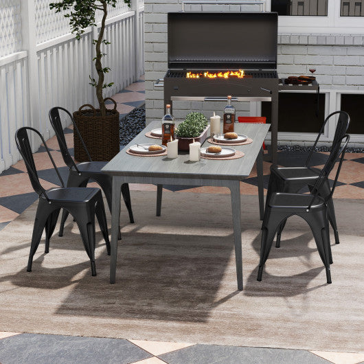 Metal Dining Chairs Set of 4 with Removable Backrest for Dining Room Restaurant Living Room-Black