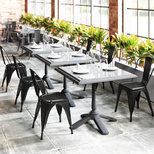 Metal Dining Chairs Set of 4 with Removable Backrest for Dining Room Restaurant Living Room-Black