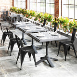 Metal Dining Chairs Set of 4 with Removable Backrest for Dining Room Restaurant Living Room-Black