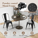 Metal Dining Chairs Set of 4 with Removable Backrest for Dining Room Restaurant Living Room-Black