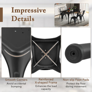 Metal Dining Chairs Set of 4 with Removable Backrest for Dining Room Restaurant Living Room-Black