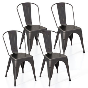 Metal Dining Chairs Set of 4 with Removable Backrest for Dining Room Restaurant Living Room-Gun
