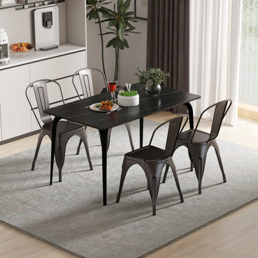 Metal Dining Chairs Set of 4 with Removable Backrest for Dining Room Restaurant Living Room-Gun