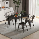 Metal Dining Chairs Set of 4 with Removable Backrest for Dining Room Restaurant Living Room-Gun