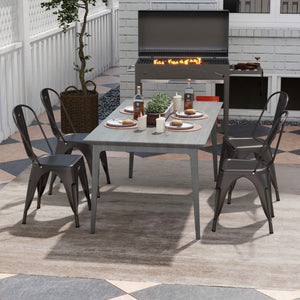 Metal Dining Chairs Set of 4 with Removable Backrest for Dining Room Restaurant Living Room-Gun