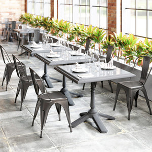 Metal Dining Chairs Set of 4 with Removable Backrest for Dining Room Restaurant Living Room-Gun