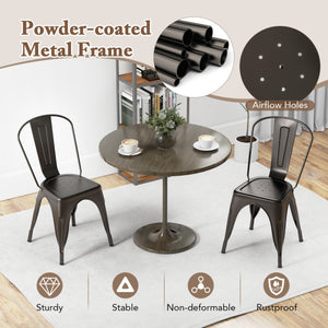 Metal Dining Chairs Set of 4 with Removable Backrest for Dining Room Restaurant Living Room-Gun