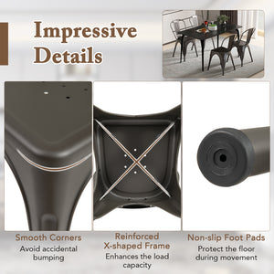 Metal Dining Chairs Set of 4 with Removable Backrest for Dining Room Restaurant Living Room-Gun
