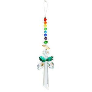 Metallic Hoop Moon Sun Catcher Hanging Crystal Pendant Chandelier Lamps Light Crystals Glass Pendants Light Rainbow Maker Wind Chime Hanging Drop Gift of Good Luck Garden Decor Hanging Ornament For Home Decoration