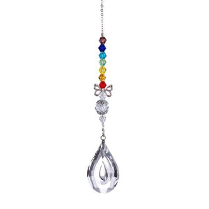 Metallic Hoop Moon Sun Catcher Hanging Crystal Pendant Chandelier Lamps Light Crystals Glass Pendants Light Rainbow Maker Wind Chime Hanging Drop Gift of Good Luck Garden Decor Hanging Ornament For Home Decoration