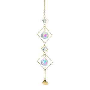 Metallic Hoop Moon Sun Wind Chimes K9 Crystal Prisms Hanging Sun-catcher Rainbow Chaser Window Curtains Pendant Home Decor Gifts For Wall Hanging Decor Room Home Photography Prop