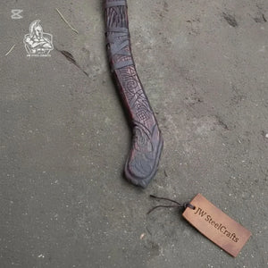 Engraved Leviathan Axe Replica with Carved Wood Handle