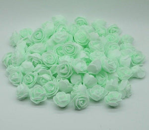 Mini Fake Rose Flower Heads 50/100/200 Pieces Teddy Bear of Roses 3cm Foam Wedding Flowers Accessories Make Bridal Hair Clips Headbands Dress
