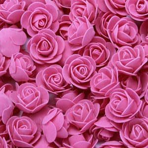 Mini Fake Rose Flower Heads 50/100/200 Pieces Teddy Bear of Roses 3cm Foam Wedding Flowers Accessories Make Bridal Hair Clips Headbands Dress