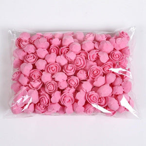 Mini Fake Rose Flower Heads 50/100/200 Pieces Teddy Bear of Roses 3cm Foam Wedding Flowers Accessories Make Bridal Hair Clips Headbands Dress