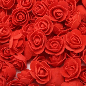 Mini Fake Rose Flower Heads 50/100/200 Pieces Teddy Bear of Roses 3cm Foam Wedding Flowers Accessories Make Bridal Hair Clips Headbands Dress
