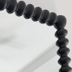 Black Beaded Carved Wood Wall Mirror