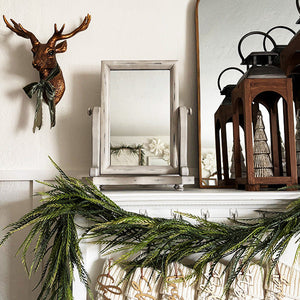 Distressed White Adjustable Wood Vanity Mirror