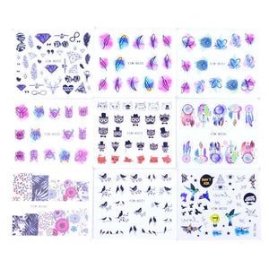 Mixed Designs Water Nail Stickers Decals Dream Catcher Transfer Tip Watermark Flora Painting Slider Manicure Decoration Girls Manicure Decoration Nail Art Supplies 3D Self-Adhesive Nail Decals Designer Nail Stickers for Acrylic Nails