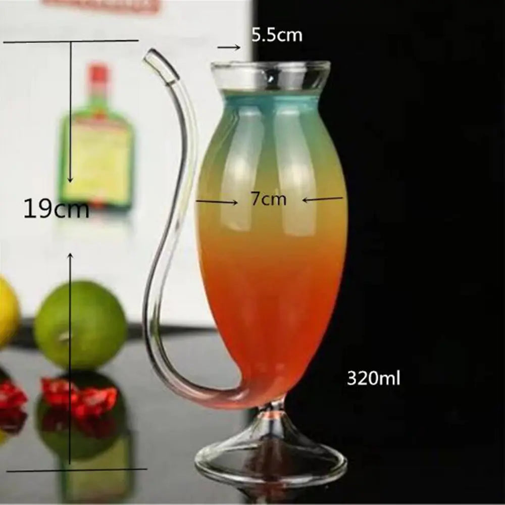 Creative Transparent Glass Vampire Wine Cup with Straw