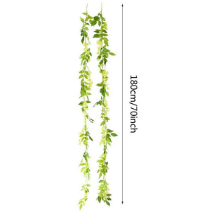 Modern Artificial Green Eucalyptus Leaves Garland Wisteria Rattan Fake Decor Silk Leaf Vines For Wedding Birthday Party Decor