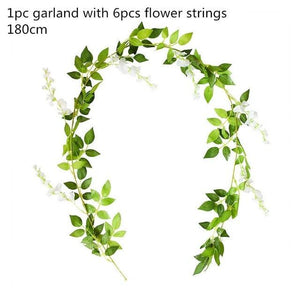 Modern Artificial Green Eucalyptus Leaves Garland Wisteria Rattan Fake Decor Silk Leaf Vines For Wedding Birthday Party Decor