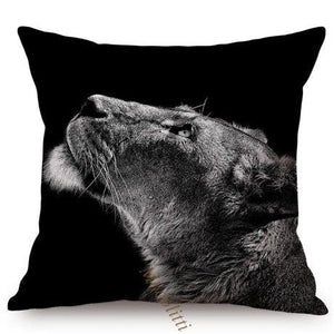 Modern Black And White Animals Portrait Photography Of Lion Zebra Elephant Tiger Pattern Sofa Pillow Cover Home Decor Square Cushions Cover 45x45cm
