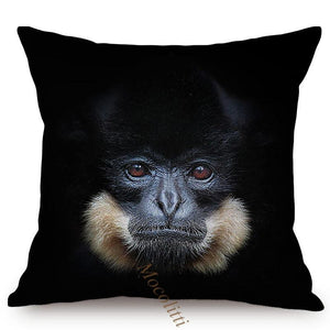 Modern Black And White Animals Portrait Photography Of Lion Zebra Elephant Tiger Pattern Sofa Pillow Cover Home Decor Square Cushions Cover 45x45cm