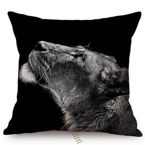 Modern Black And White Animals Portrait Photography Of Lion Zebra Elephant Tiger Pattern Sofa Pillow Cover Home Decor Square Cushions Cover 45x45cm