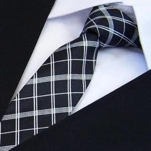 Modern Black And White Men Necktie Casual Business Meeting Formal Polyester Skinny Slim Necktie