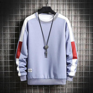 Modern Long Sleeve Sweatshirts Men New Fashion Color Casual Mens Casual O-Neck Patchwork Sweatshirt For Young Men Men Sweatshirt Streetwear Loose Solid Patchwork Pullover Sweatshirt