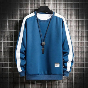 Modern Long Sleeve Sweatshirts Men New Fashion Color Casual Mens Casual O-Neck Patchwork Sweatshirt For Young Men Men Sweatshirt Streetwear Loose Solid Patchwork Pullover Sweatshirt