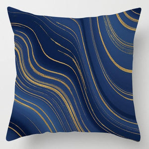 Modern Simple Blue Geometric Pillow Cover Home Sofa Decorative Blue Sea Texture Cotton Linen Cushion Home Decorative Pillow Case 45x45cm