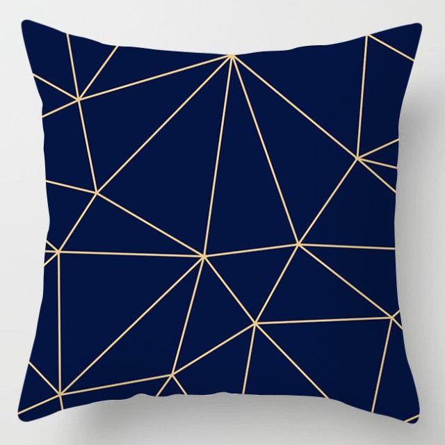 Modern Simple Blue Geometric Pillow Cover Home Sofa Decorative Blue Sea Texture Cotton Linen Cushion Home Decorative Pillow Case 45x45cm