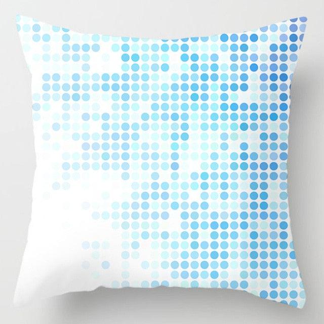 Modern Simple Blue Geometric Pillow Cover Home Sofa Decorative Blue Sea Texture Cotton Linen Cushion Home Decorative Pillow Case 45x45cm