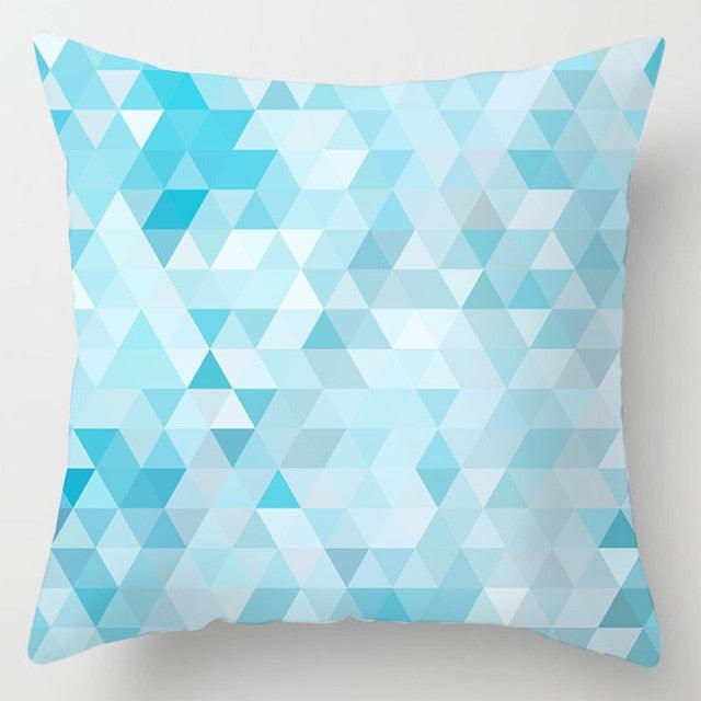 Modern Simple Blue Geometric Pillow Cover Home Sofa Decorative Blue Sea Texture Cotton Linen Cushion Home Decorative Pillow Case 45x45cm