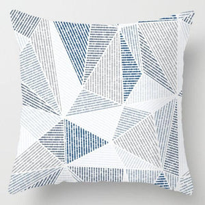 Modern Simple Blue Geometric Pillow Cover Home Sofa Decorative Blue Sea Texture Cotton Linen Cushion Home Decorative Pillow Case 45x45cm