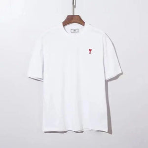 Modern Summer New Hearts A Love Embroidered Simple Design Masculine Fashion Short Sleeve T-Shirt Men's T-Shirt  Men's Short Sleeve Tees Cotton T-Shirts for Men
