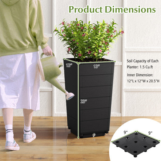 Modern Flower Planter for Front Porch and Lobby-Black