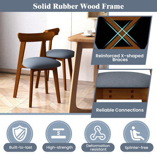 Mid-Century Modern Kitchen Chairs with Rubber Wood Frame and Padded Seat-Walunt